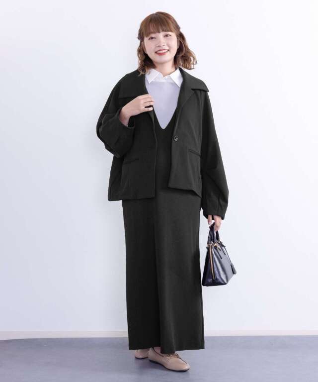 コクーンスリーブジャケット＋Vネックワンピースセット マタニティ