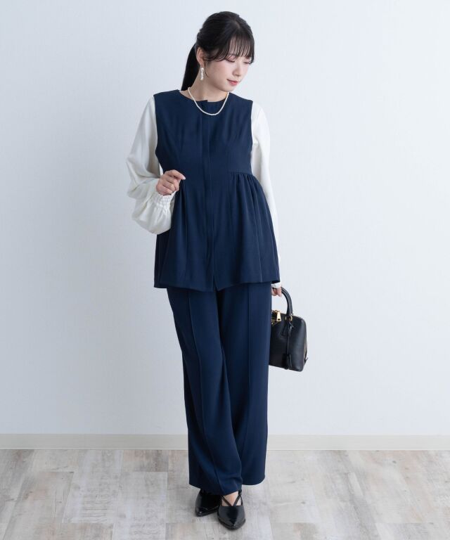 ペプラムジレ×ワイドパンツ セットアップ | マタニティウェア