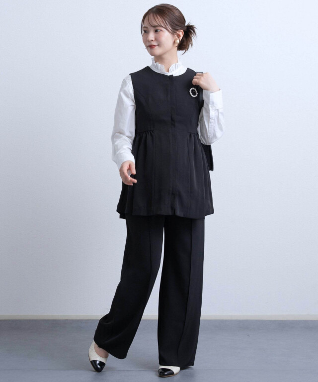 ペプラムジレ×ワイドパンツ セットアップ | マタニティウェア・授乳服