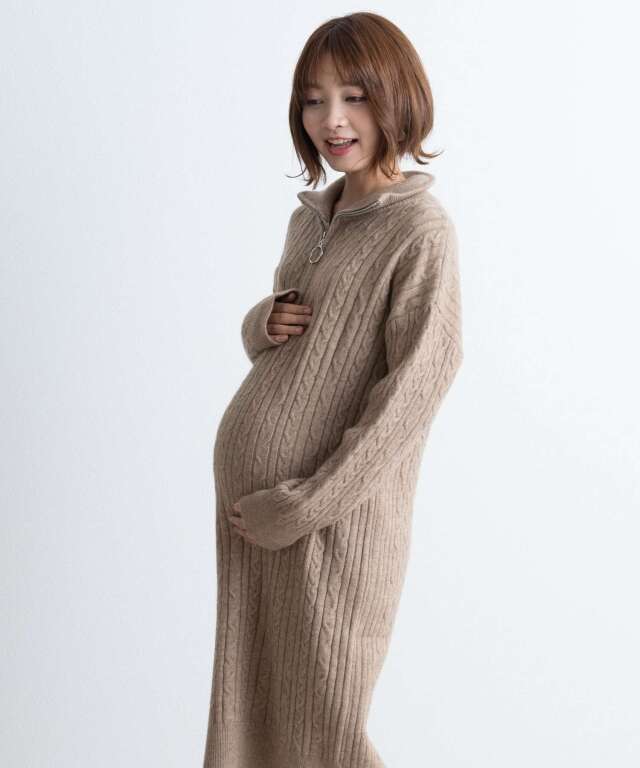 ハーフジップニットワンピース | マタニティウェア・授乳服の