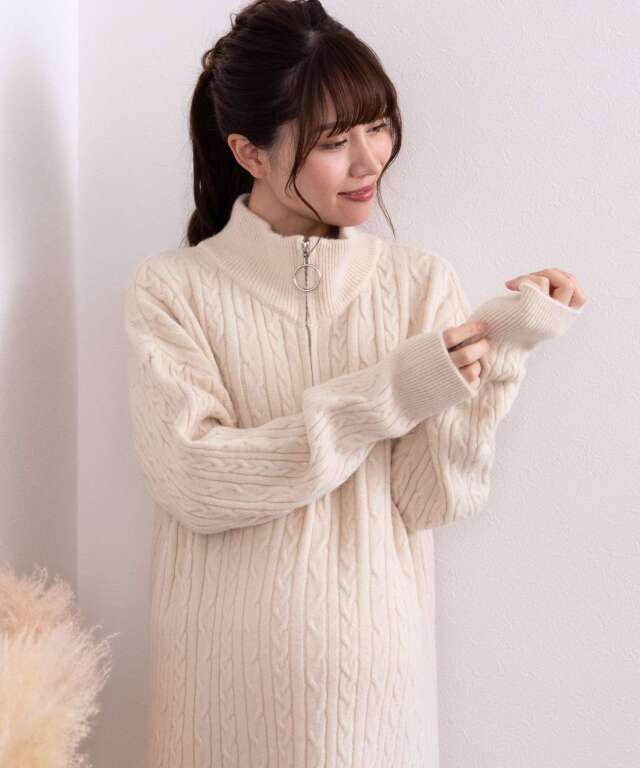 ハーフジップニットワンピース | マタニティウェア・授乳服の
