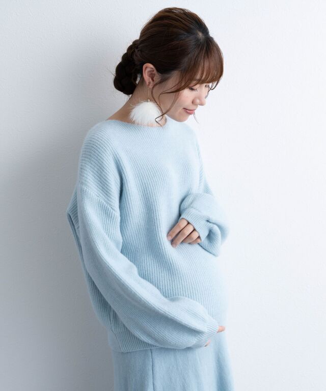 ニット×スカート セットアップ マタニティ 授乳服 産後も使える