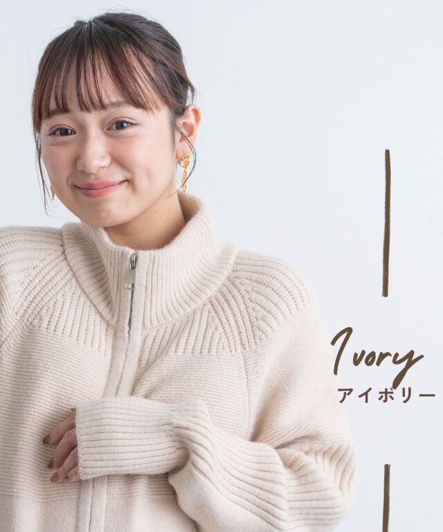 ハーフジップリブラインニットワンピース | マタニティウェア・授乳服