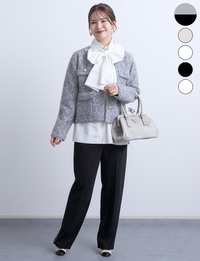 【セット特別価格】ニットノーカラージャケット ＋ マタニティワイドパンツセット マタニティ 産後も使える【ご試着可】