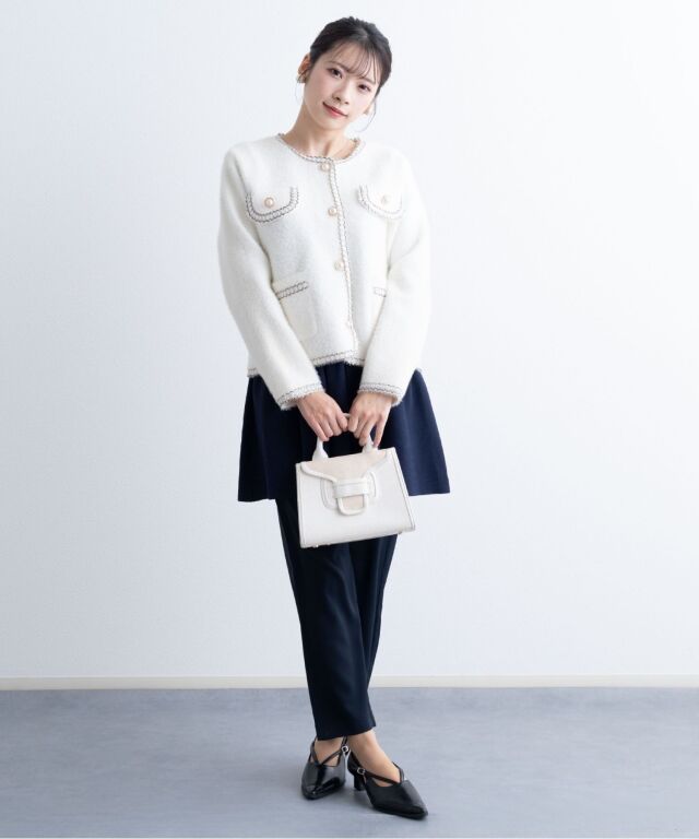 ブレード ニット ノーカラー ジャケット | マタニティウェア・授乳服の