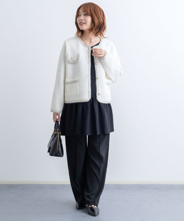 ブレード ニット ノーカラー ジャケット | マタニティウェア・授乳服の