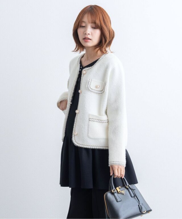ブレード ニット ノーカラー ジャケット | マタニティウェア・授乳服の