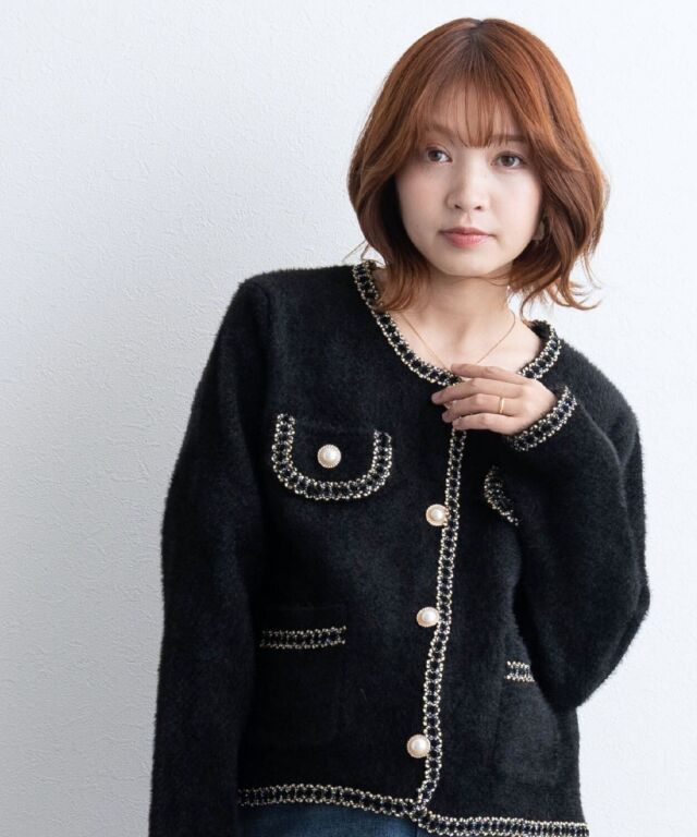 ブレード ニット ノーカラー ジャケット | マタニティウェア・授乳服の