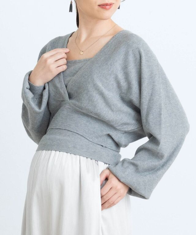 とろみニットトップス×フレアスカート セットアップ 3点セット