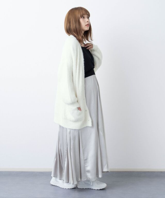 とろみニットトップス×フレアスカート セットアップ 3点セット