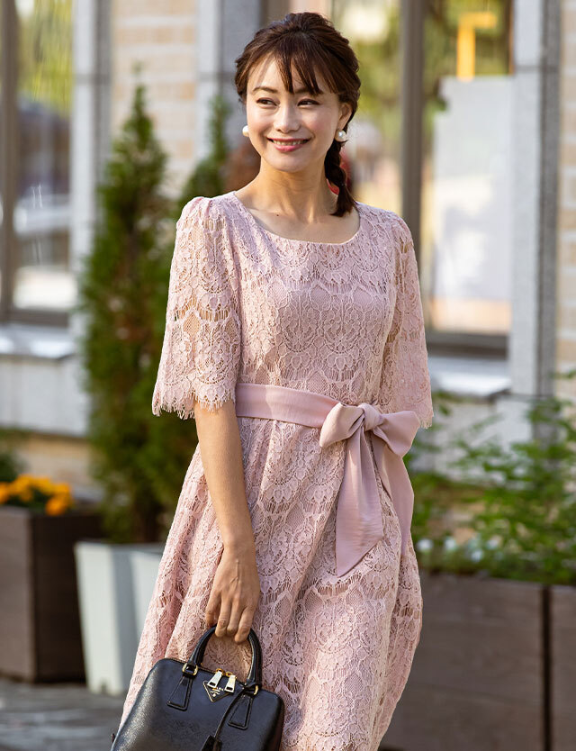 エレガント総レースワンピース 授乳服マタニティウェア 産前産後兼用