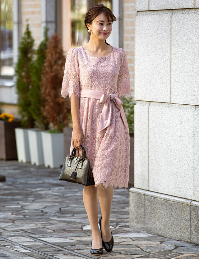 エレガント総レースワンピース 授乳服マタニティウェア 産前産後兼用