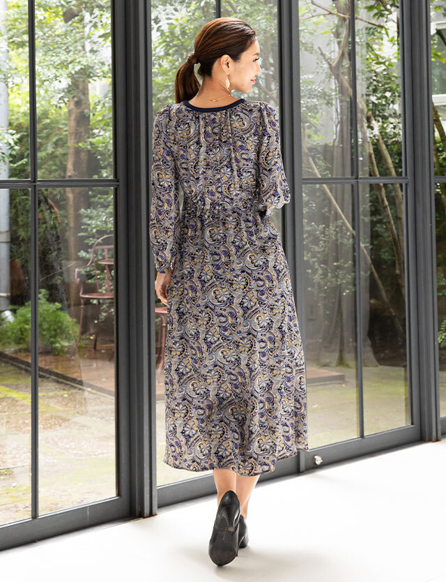 ペイズリー柄マタニティワンピース 授乳服マタニティウェア 産前産後兼用