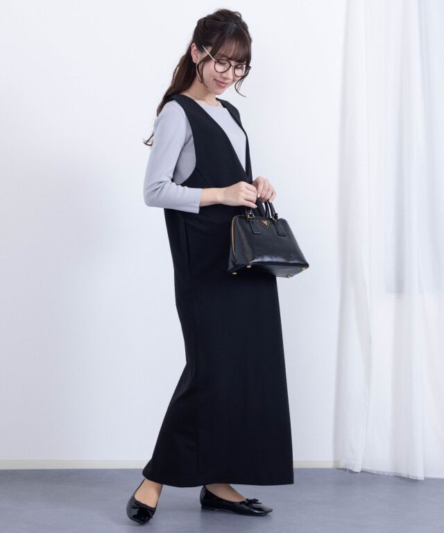 Vネックジョーゼットワンピース マタニティ 授乳服 産後も使える