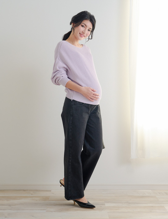 マタニティ でっかい ELLE マタニティーパンツ デニム ワコーコル パンツ 妊婦