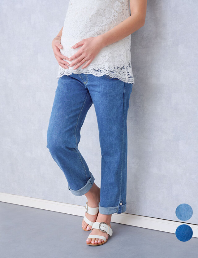 マタニティロールアップデニムパンツ　マタニティ 産後も使える