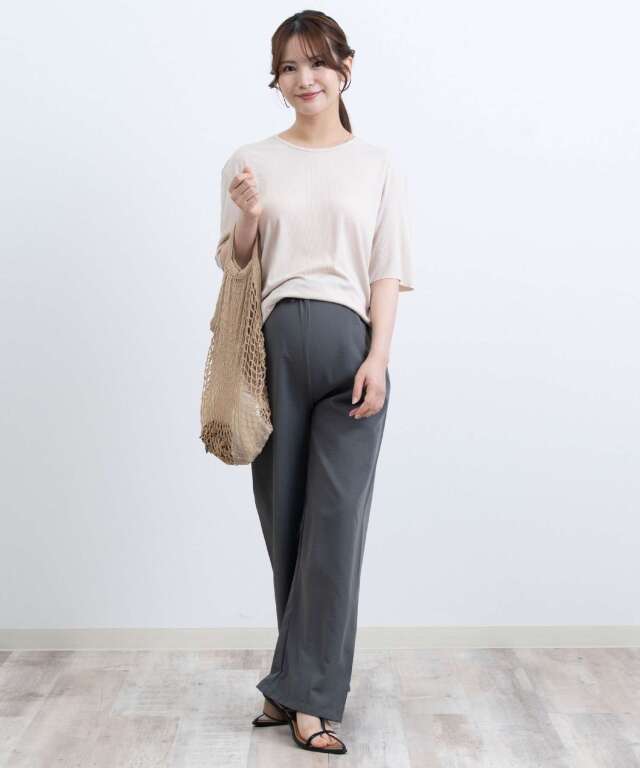 マタニティパンツ 接触冷感 エアリー ワイドパンツ マタニティパンツ マタニティウェア