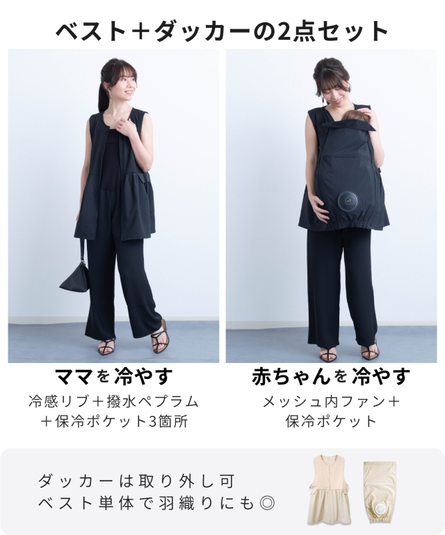 空調ママベスト ファン付き 着る保冷剤 保冷剤ベスト 暑さ対策 抱っこ