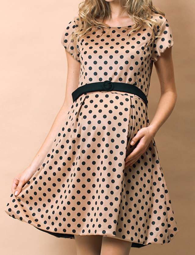 【訳ありアウトレット】フォーマル ウエストベルトドット授乳ワンピース 授乳服マタニティウェア