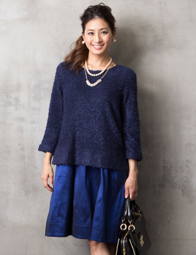 【訳ありアウトレット】ブークレー重ね着風 ドッキングワンピース so4103　授乳服マタニティ