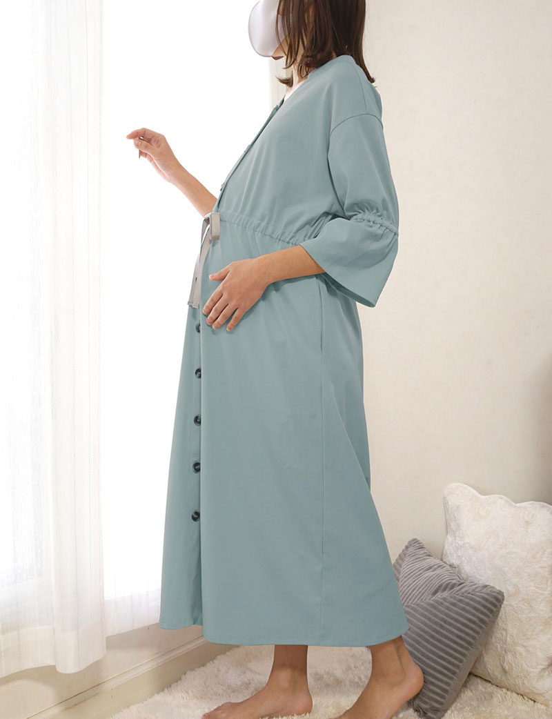 【アウトレット】衿付き パジャマワンピース 産前産後兼用 授乳服マタニティウェア