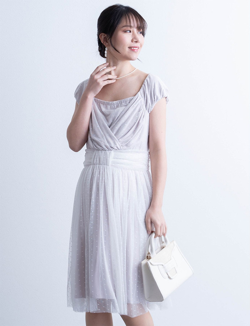 【SALE】ドットチュール フォーマル授乳ドレス マノン 半袖 授乳服 マタニティウェア