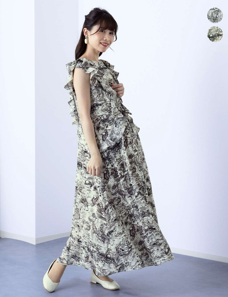 トワルドジュイ風プリントワンピース  マタニティ 授乳服 産後も使える