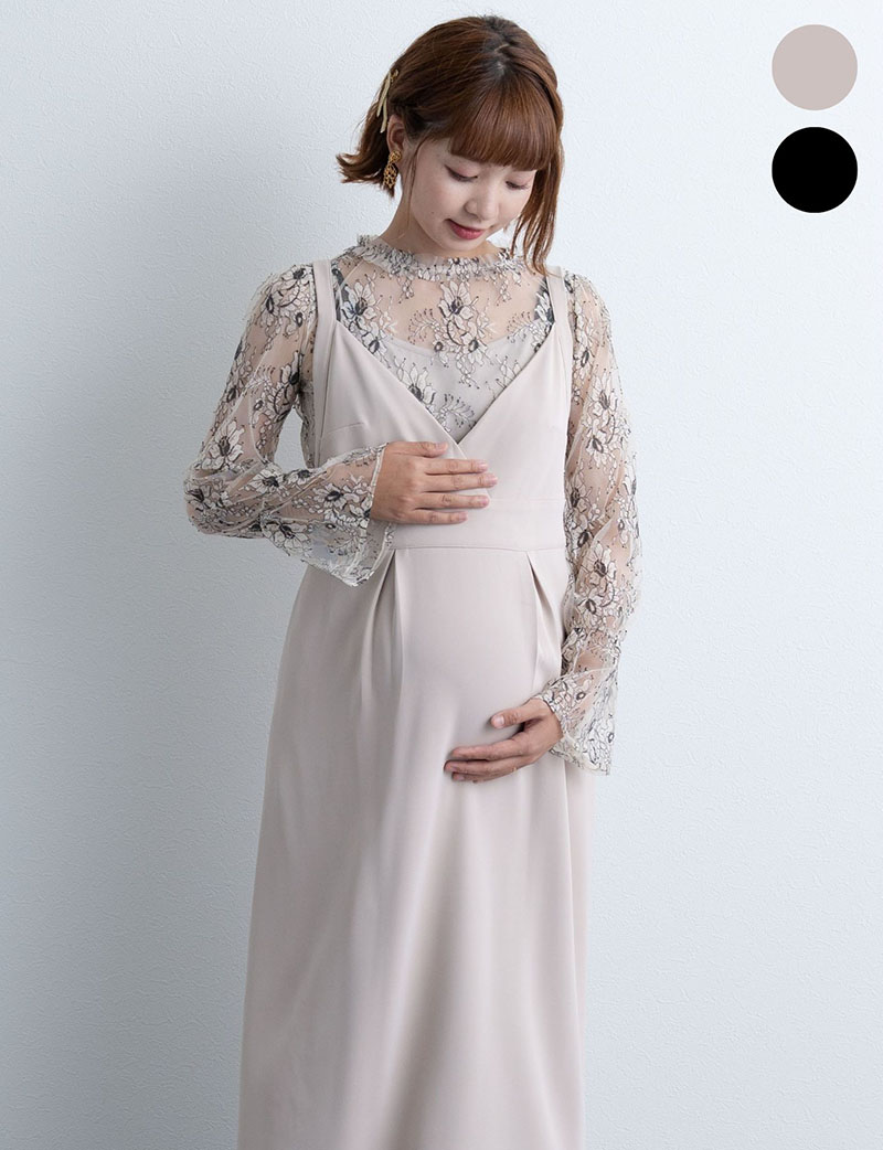 上品とろみ素材 カシュクールキャミワンピース マタニティ 授乳服 産後も使える