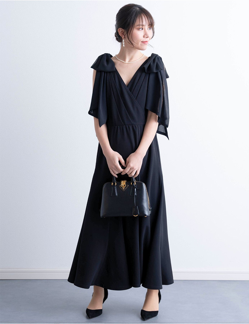 2WAY リボン付き フォーマルワンピース マタニティ 授乳服 産後も