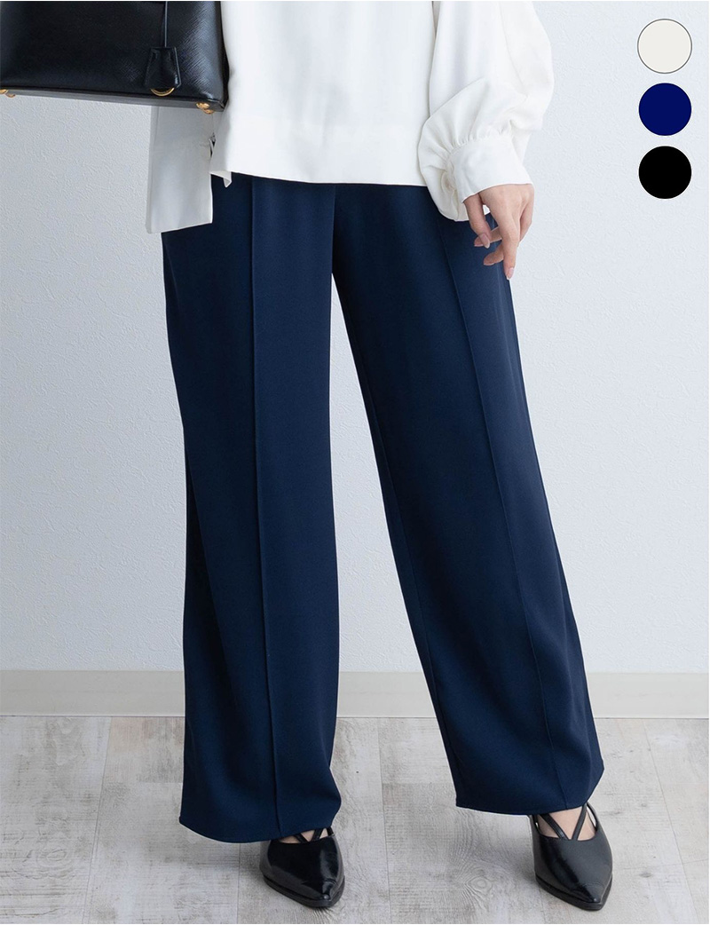 上品とろみ素材のワイドパンツ マタニティ 産後も使える