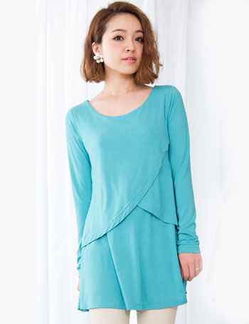 【訳ありアウトレット】とろみ素材のきれいな ラップ フレア 授乳トップス st5041 授乳服マタニティ 