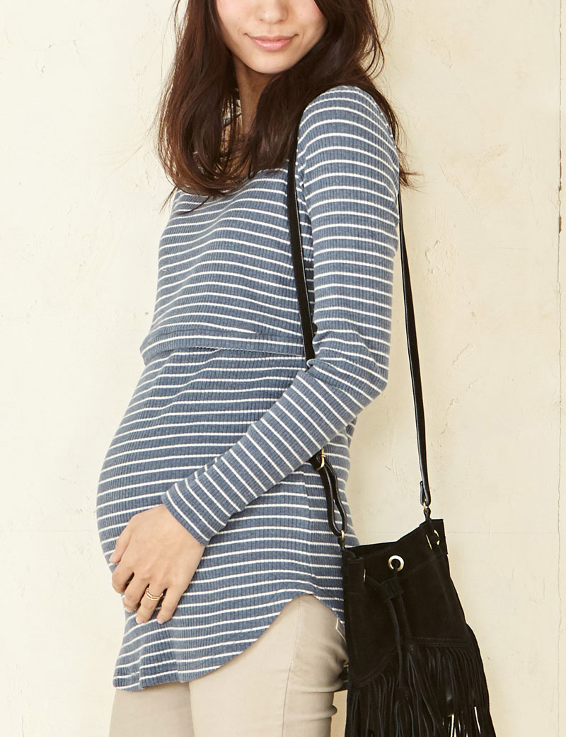【アウトレット】 しっかりコットンリブ素材 シンプル授乳服トップス st5142