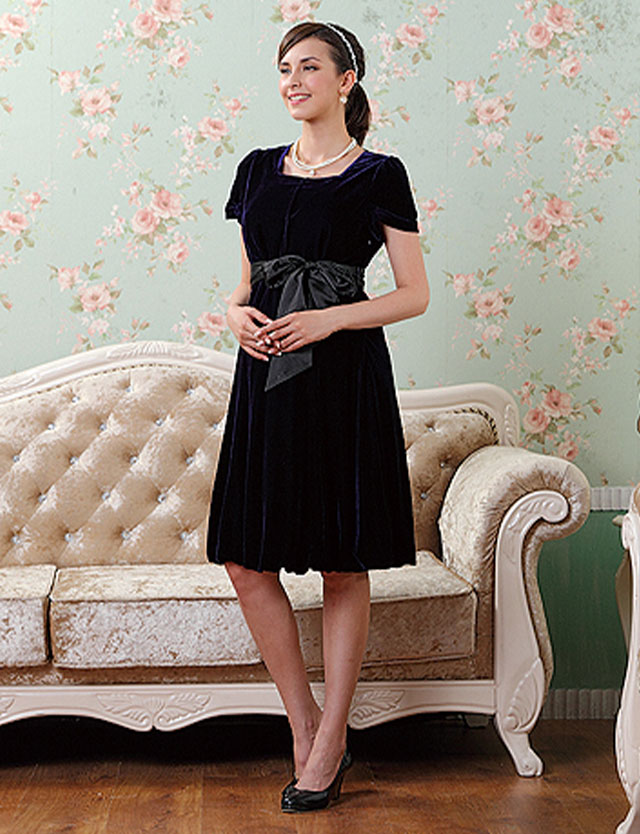 【アウトレット】 上質ベルベット授乳ワンピース 授乳服マタニティウェアフォーマル