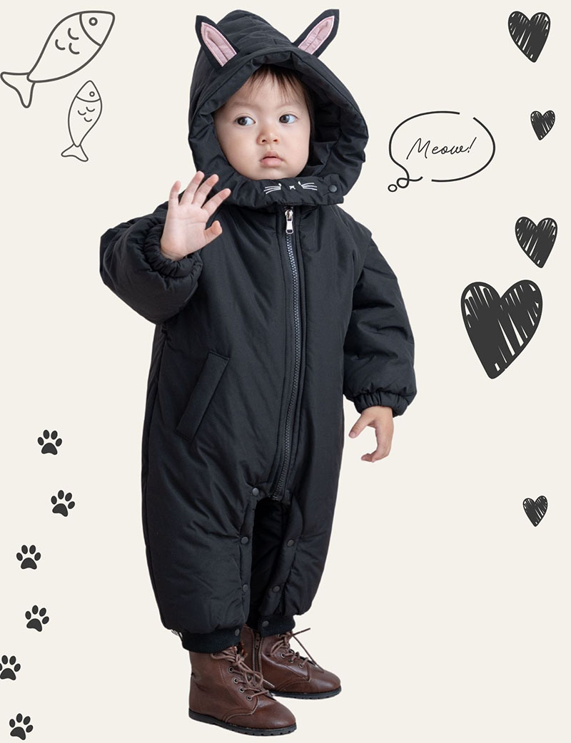 【新作早割クーポン配布中】ねこさん 中綿シームレス ジャンプスーツ 【送料無料】