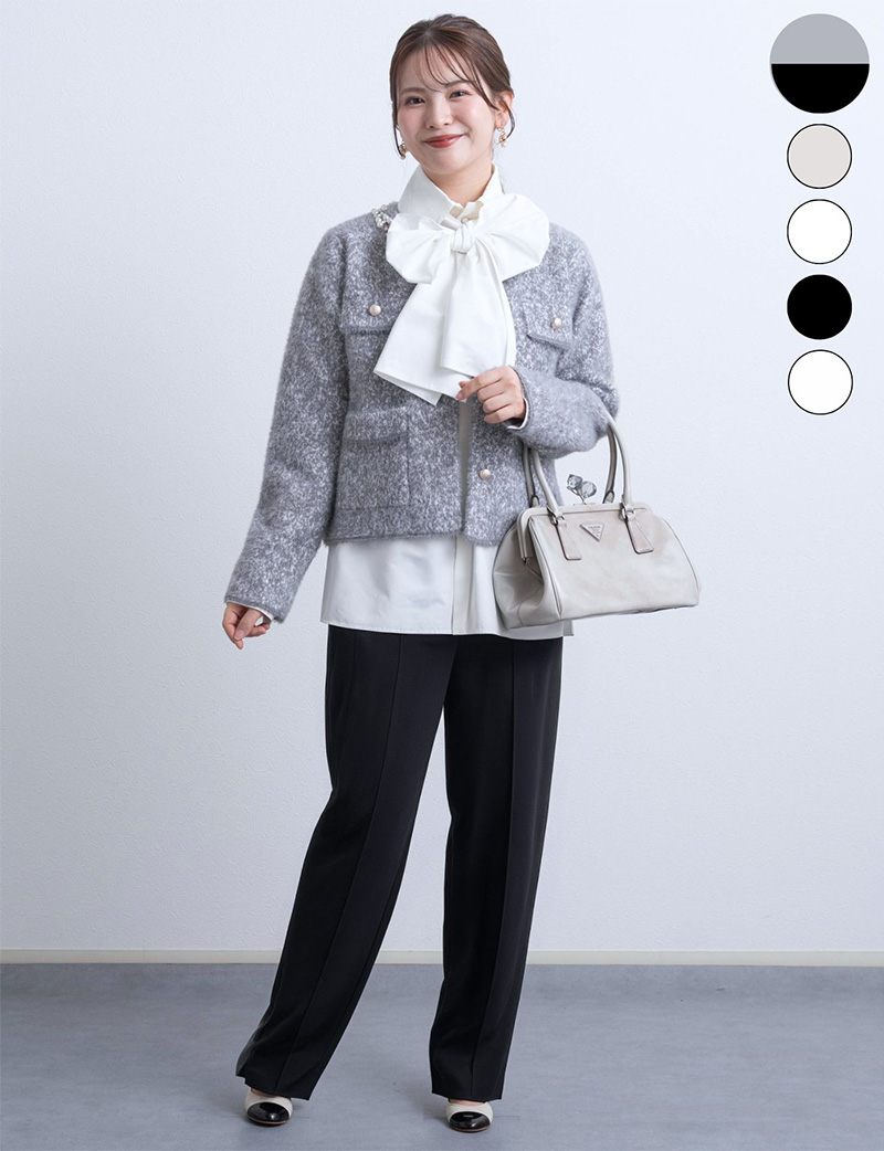 【セット特別価格】ニットノーカラージャケット ＋ マタニティワイドパンツセット マタニティ 産後も使える【ご試着可】