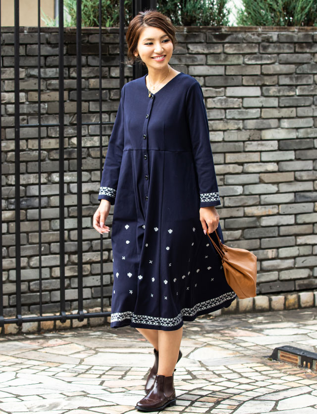 【アウトレット】素肌思いパジャマ 刺繍入りエレガントマタニティパジャマ   産前産後兼用