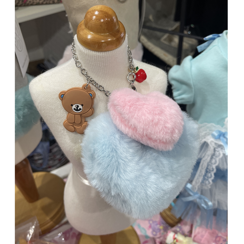 pikakaya様専用【すいきゃん】ハートファーキーホルダー(くまちゃんBlue)