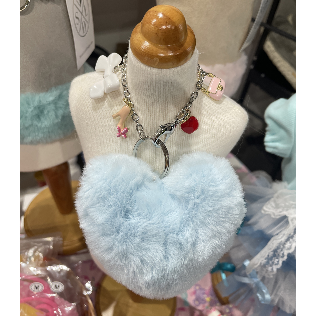 rika様専用【すいきゃん】ハートファーキーホルダー(ホワイトリボン)