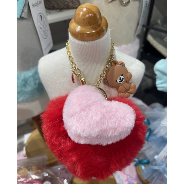 ohanaちゃん専用【すいきゃん】ハートファーキーホルダー(くまちゃんRed)