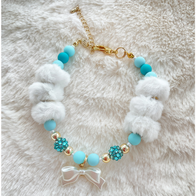 ※先行ご予約商品※【baby maryコラボ】Wooffany Blue Fur ビーズネックレス