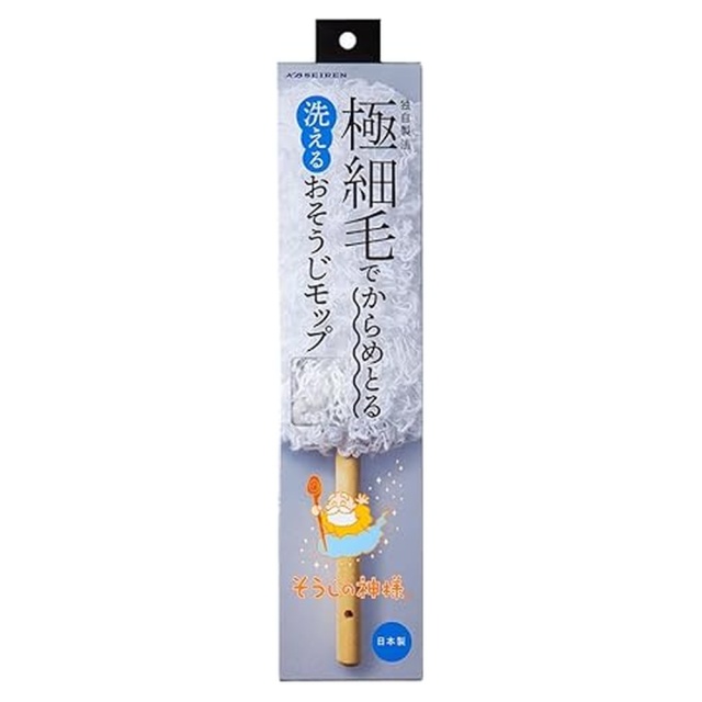 極細毛 洗えるおそうじモップ ■モップの毛1本が極細繊維1400本の集合体でサッとなでるだけで微細なホコリも取れる■