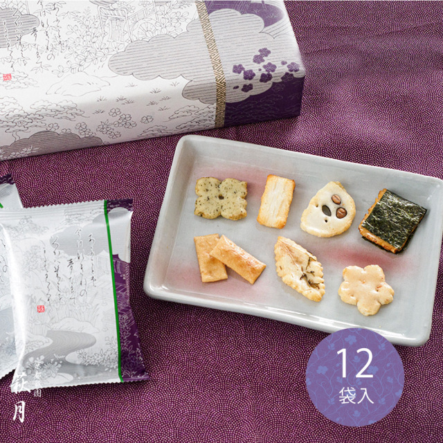 仏事専用あられ 『紫雲花よせ』(12袋入)おかき詰合せ化粧箱入