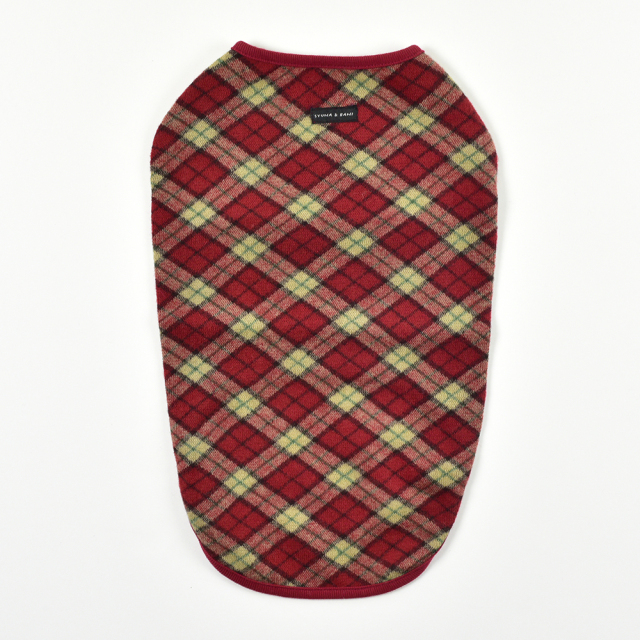 レッドチェックノースリーブ