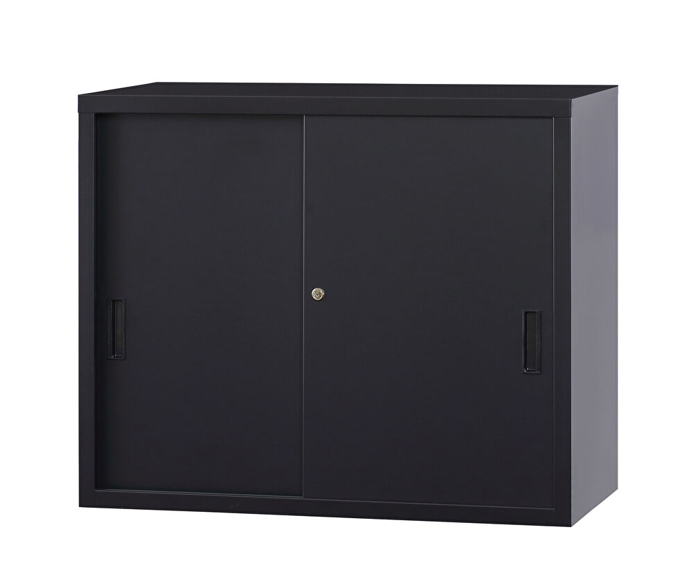 スチール引戸　上置書庫 A4-32S-MB （マットブラック） 幅880×奥行400×高さ730