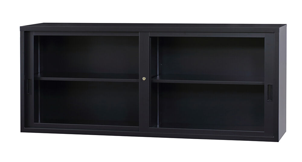 ガラス引戸　上置書庫 A4-62G-MB （マットブラック） 幅1760×奥行400×高さ730