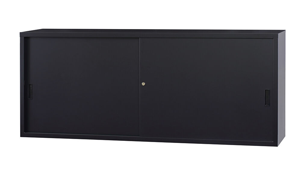 スチール引戸　上置書庫 A4-62S-MB （マットブラック） 幅1760×奥行400×高さ730