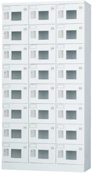 24人用ロッカー（3列8段） GLK-S24TW　※窓付きタイプ（受注生産・納期約1ヶ月）  幅900×奥行380×高さ1790