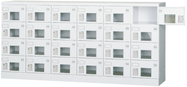 24人用ロッカー（6列4段） GLK-S24YW　※窓付きタイプ（受注生産・納期約1ヶ月）  幅1800×奥行380×高さ880