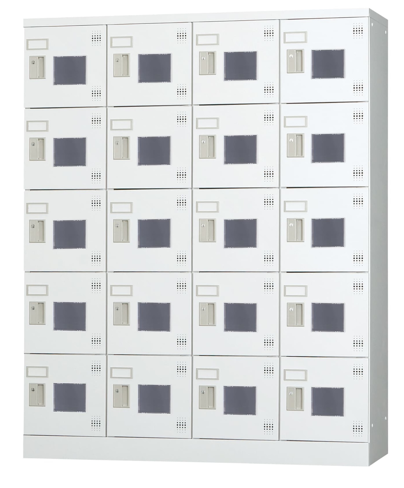20人用ロッカー（4列5段） GLK-D20W 窓付き（ダイヤル錠）【受注生産】 幅1200×奥行380×高さ1510mm