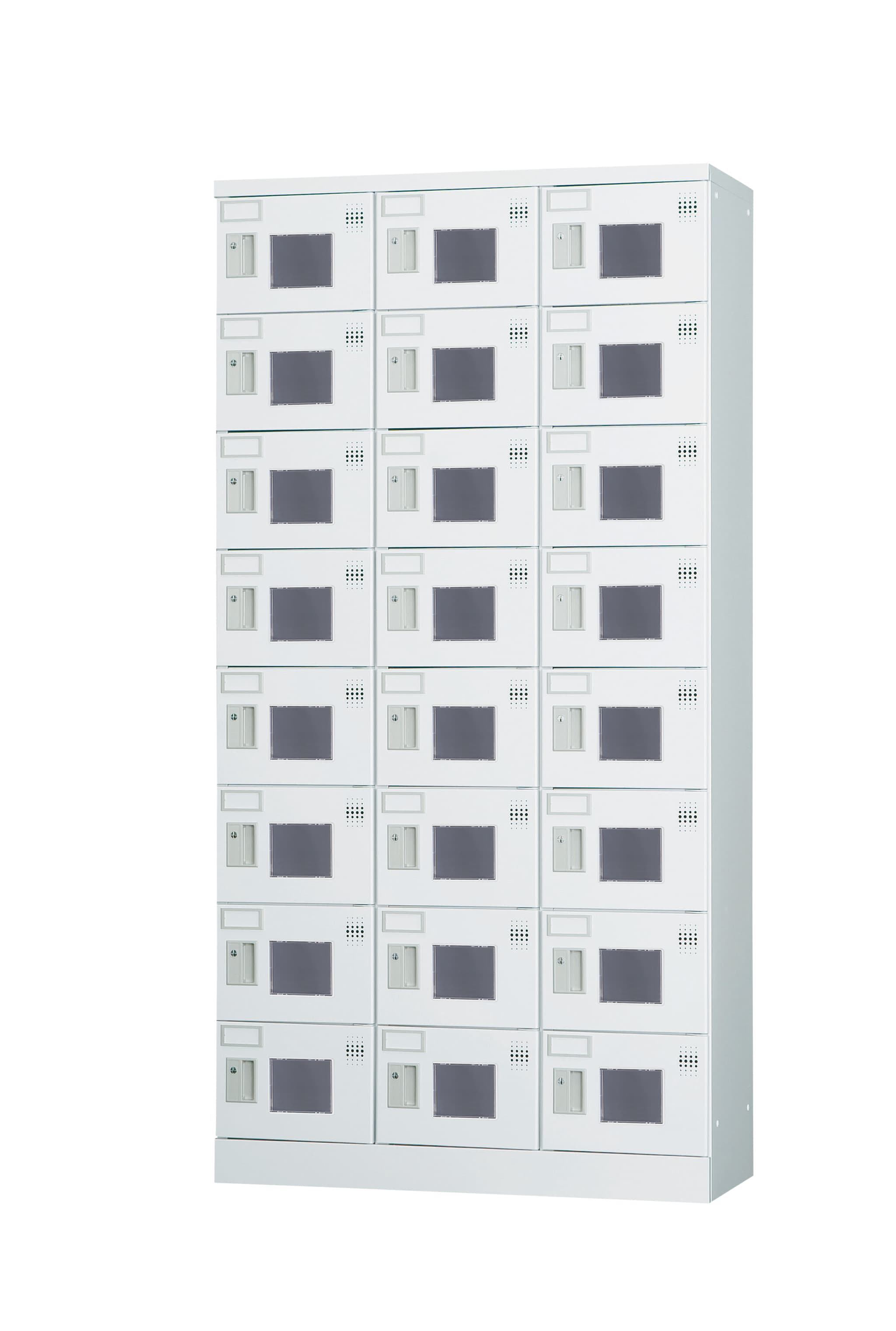 24人用ロッカー（3列8段） GLK-K24TW 窓付き（鍵無し引手・受注生産） 幅900×奥行380×高さ1790mm
